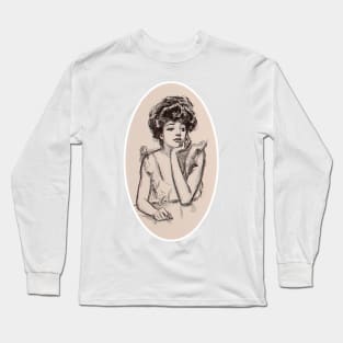 girl holding the chin Long Sleeve T-Shirt